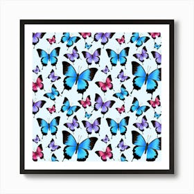 Decorative Festive Trendy Colorful Butterflies Seamless Pattern Vector Illustration Art Print