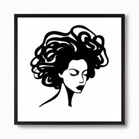 Portrait Of A Woman With Curly Hair 1 Art Print