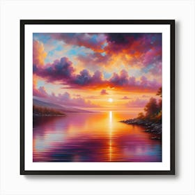 Sunset Over The Lake Art Print