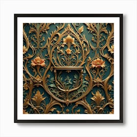 Gold Ornate Wallpaper Art Print