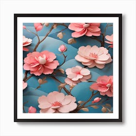 Cherry Blossoms, pink rose Art Print
