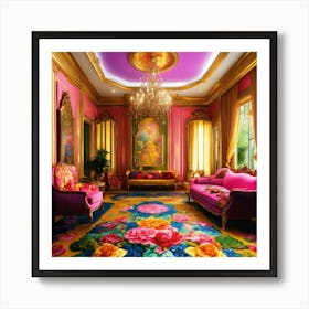 Futuristic Beautiful French Mansion Interior Sitti (14) Art Print