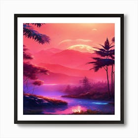 Sunset In The Mountains 31 Art Print