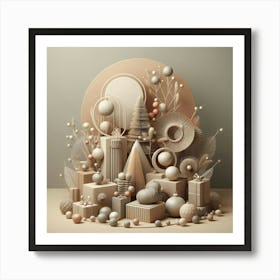 3d Christmas Art Art Print