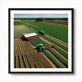 Aerial View Of A Farm Art Print