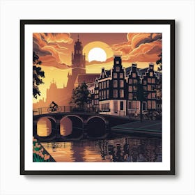 Sunset In Amsterdam Art Print