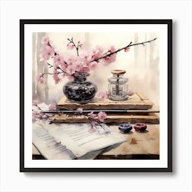 Sakura Blossoms, Ink Lettering Art Print