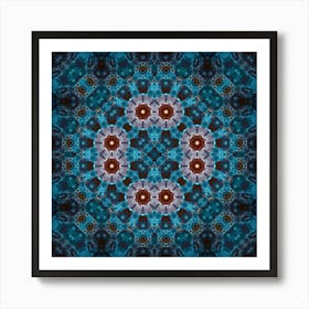 Abstract Mandala Blue Glow Art Print