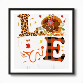 Nurse Practitioner Love Thanksgiving Leopard Funny Turkey Art Print