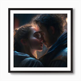 Love Story In The Rain Art Print