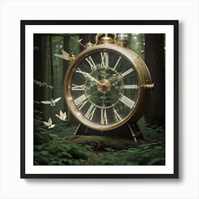 Clock In The Woods Art Print