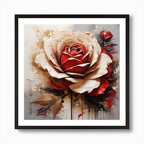 Large red rose flower 1 Art Print