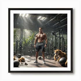 Tiger In Gym Art Print