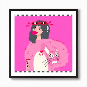 Pink Kawaii - Bunny Girl Art Print