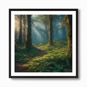 Enchanted Forest" - A magical forest scene filled with mystical creatures and vibrant flora Art Print