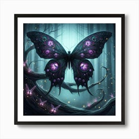 Dark Butterfly In The Forest Art Print