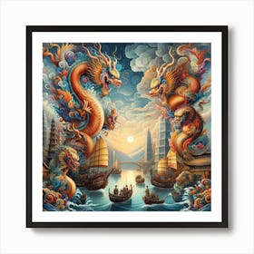 Dragons In The Sky 1 Art Print