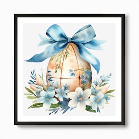 Easter Egg With Blue Flowers Art Print