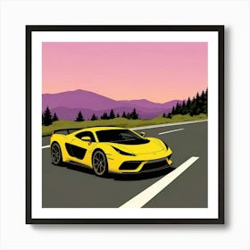 Streamlined Supercar with Bold Racing Stripes Art Print