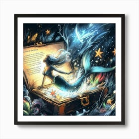 Mermaid In A Book Art Print