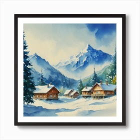 Winter Village Art Print