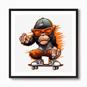 Monkey Skateboarder Art Print