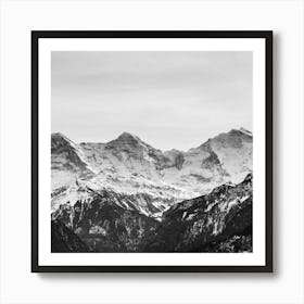 Swiss Alps In Black And White Art Print