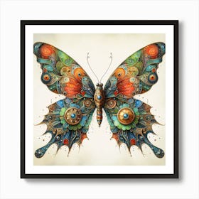 Steampunk Butterfly in Vibrant Colours Art Print