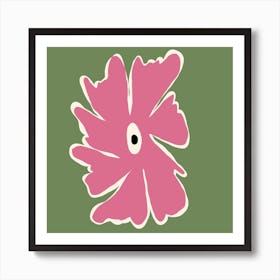 Pink and green bold flower Art Print