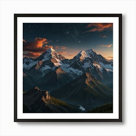 Mountain Landscape At Sunset 3 Art Print