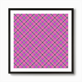 Pink Plaid Fabric 5 Art Print