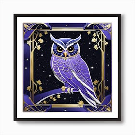 Owl on a branch Art Print