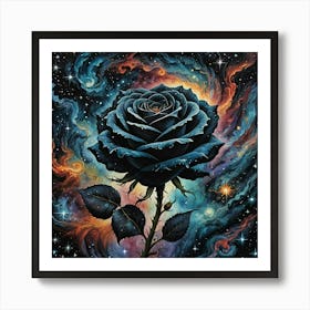 Black Rose In Space Art Print