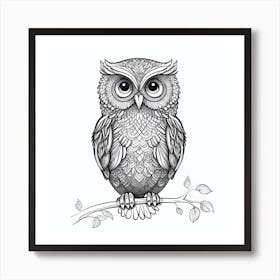 Owl On A Branch Art Print