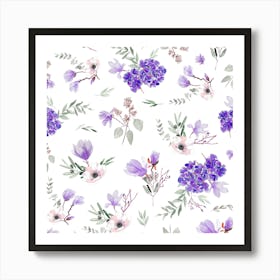 Geranium Flowers White Purple Art Print