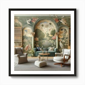 A William Morris Inspired Wallpaper Design Transforming A Modern Living Space, Style Victorian Watercolor Art Print