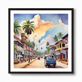 Street Scene In Sri Lanka Art Print
