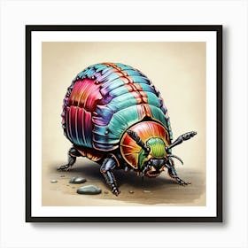 Colorful Insect Illustration Pill Bug 16 Art Print 0 Art Print