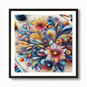 Colorful Flower Painting 1 Art Print