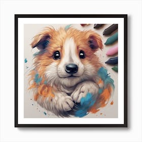 Cute puppy drawing Art Print