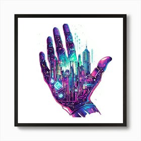 Hand Of The Future.Generated AI. Wall Art Print Art Print