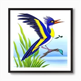 Blue-Winged Kingfisher Art Print