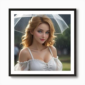 Sexy Woman With Umbrella Art Print