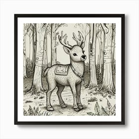 Deer In The Woods 82 Art Print