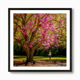 Pink Tree In The Park Art Print