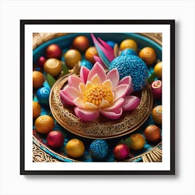 Lotus Flower On A Plate Art Print