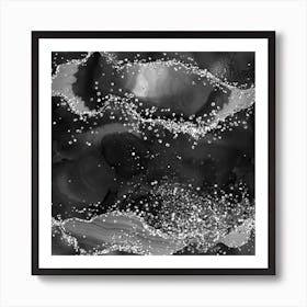 Black Glitter Agate Texture 05 Art Print