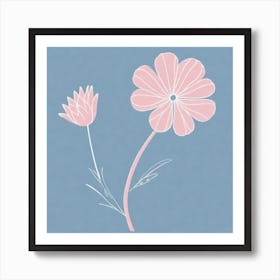 A White And Pink Flower In Minimalist Style Square Composition 701 Art Print