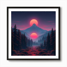 Sunset In The Mountains 54 Art Print