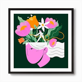 Green Head Square Art Print